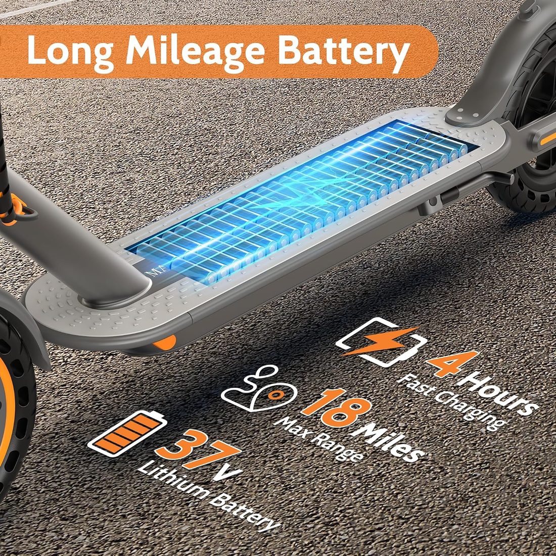MAXSHOT V1 Electric Scooter — Gray/Orange photo 3