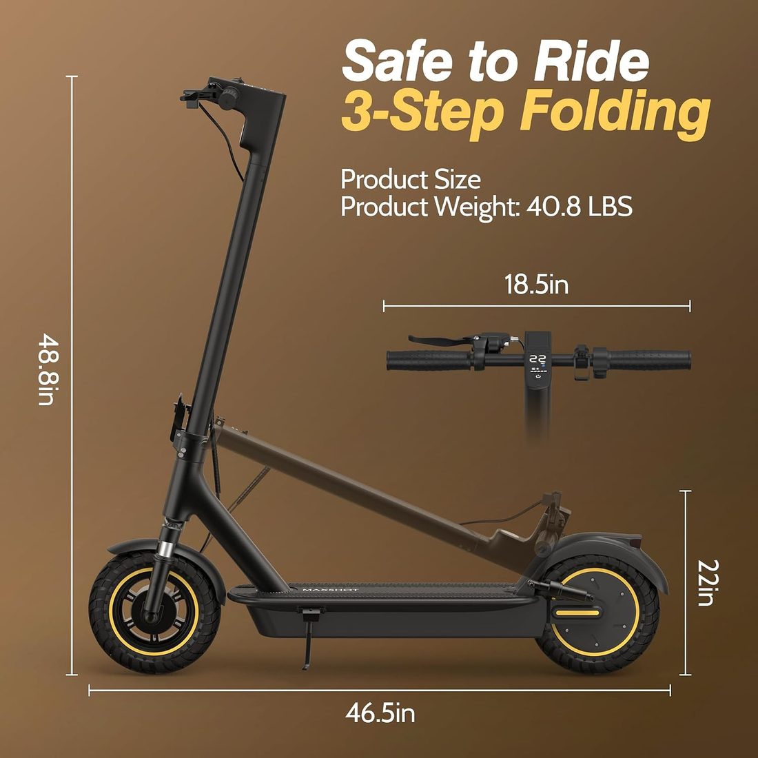 MAXSHOT V1 MAX Electric Scooter — Black/Yellow photo 3