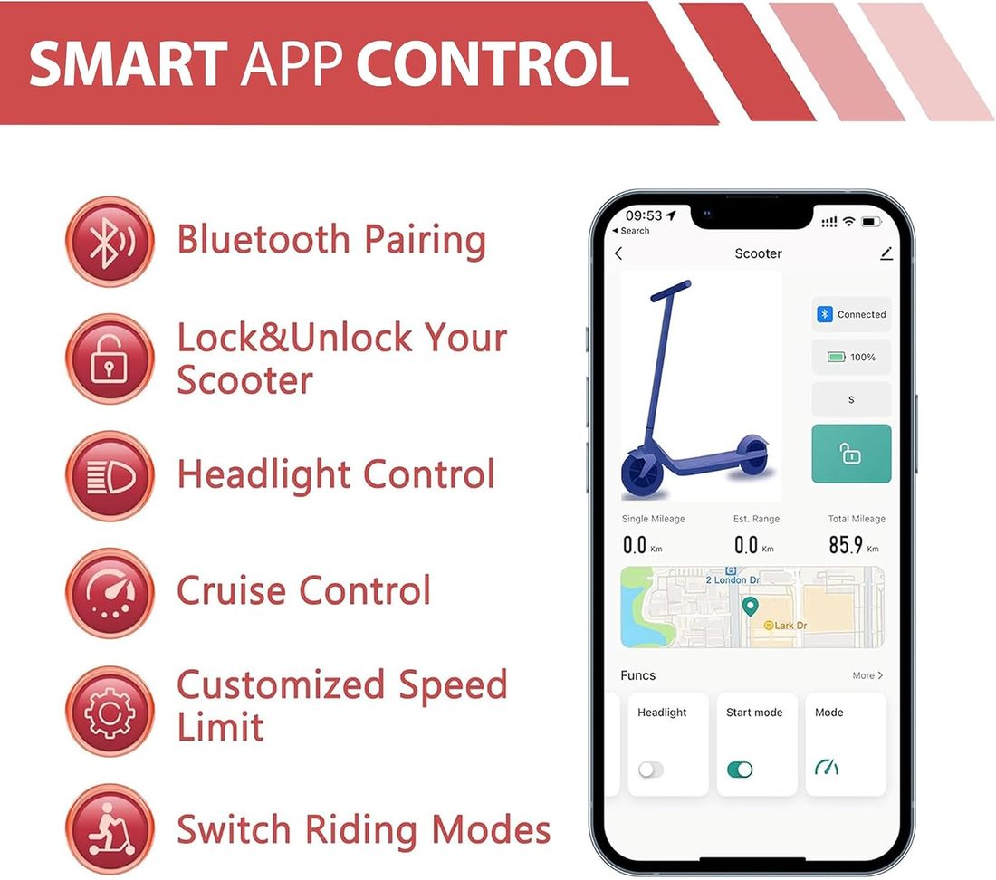 MAXSHOT V1 PRO Electric Scooter — Red photo 3