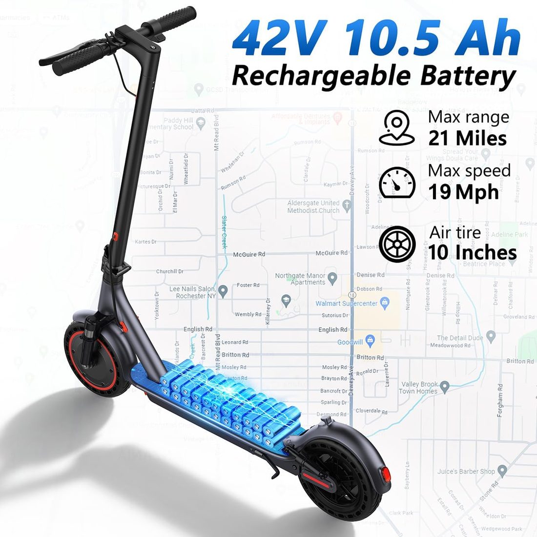 MAXSHOT V1S PRO Electric Scooter — Gray with Blue Shocks photo 3