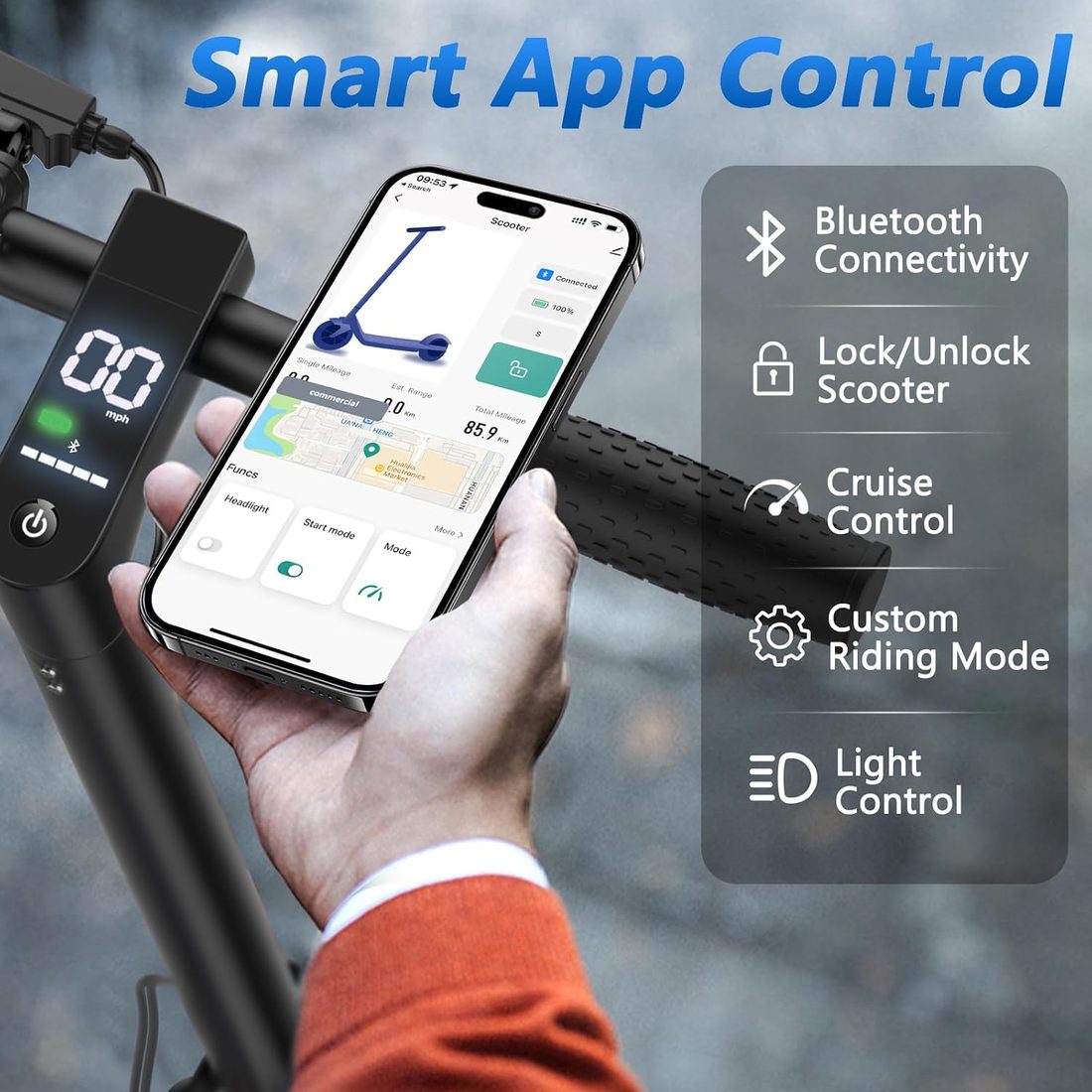 MAXSHOT V1S PRO Electric Scooter — Gray with Blue Shocks photo 5
